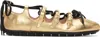 Simone Rocha Ghillie Grip Ballet Flats In Gold