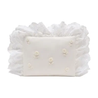 Simone Rocha Gold-embroidered Floral Clutch In White