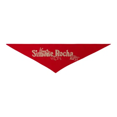 Simone Rocha Graphic Logo Knit Neckerchief In Red