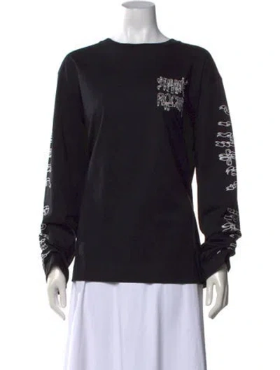 Pre-owned Simone Rocha Graphic Print Crew Neck Top In Black