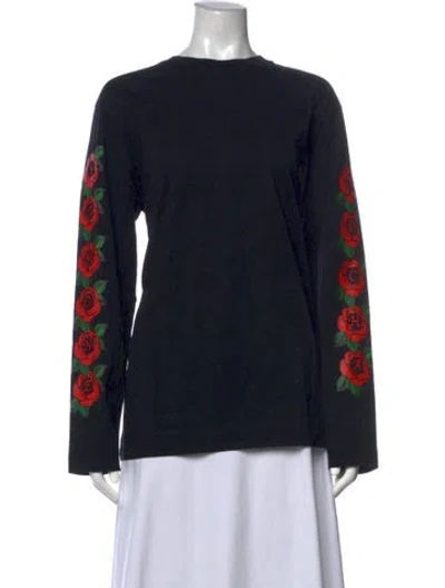 Pre-owned Simone Rocha Graphic Print Crew Neck Top In Black