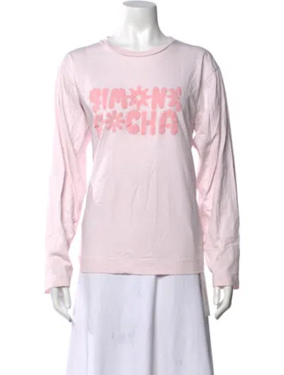 Pre-owned Simone Rocha Graphic Print Crew Neck Top In Pink