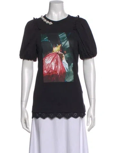 Pre-owned Simone Rocha Graphic Print Crew Neck T-shirt In Black