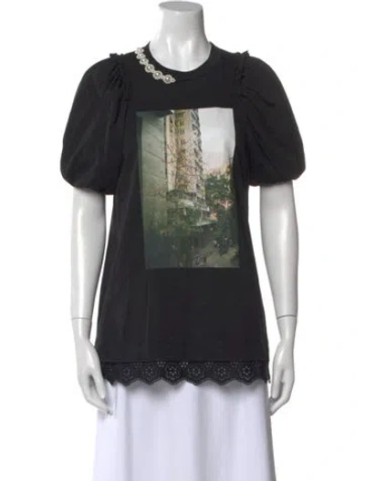 Pre-owned Simone Rocha Graphic Print Crew Neck T-shirt In Black