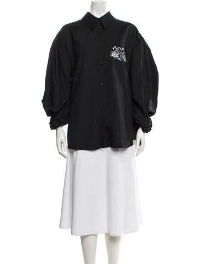 Pre-owned Simone Rocha Graphic Print Long Sleeve Blouse In Multi
