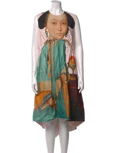 Pre-owned Simone Rocha Graphic Print Midi Length Dress In Multi