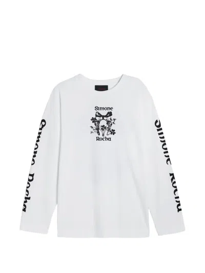 Simone Rocha Graphic-print Long-sleeve T-shirt In White