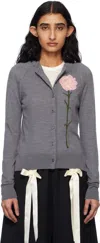 Simone Rocha Gray Carnation Cardigan In Pebble