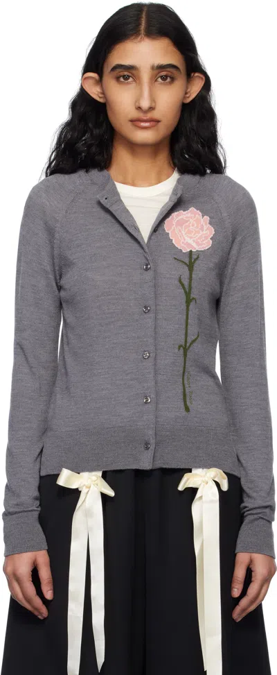 Simone Rocha Gray Carnation Cardigan In Pebble