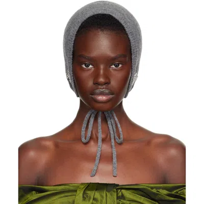 Simone Rocha Gray Cashmere Bonnet In Orange