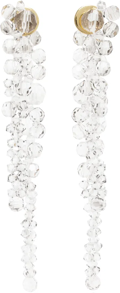 Simone Rocha Gray Double Pierce Through Drip Earrings In Metallic