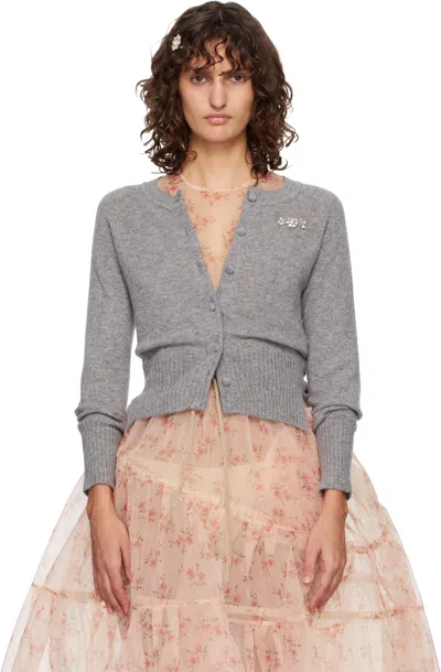 Simone Rocha Gray Embellished Relaxed Cashmere Cardigan