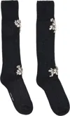 Simone Rocha Gray Embellished Rose Knee Socks In Gray
