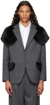 Simone Rocha Gray Pinstripe Classic Blazer In Grey
