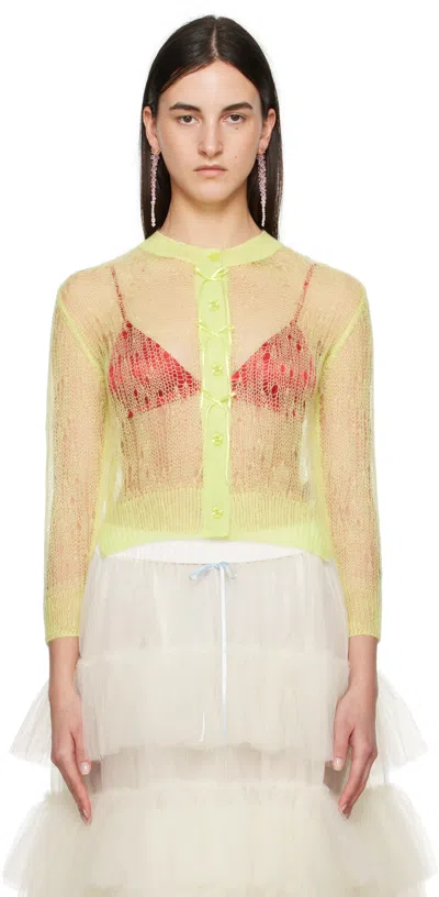Simone Rocha Green Cropped Long Sleeve Cardigan In Matcha/matcha