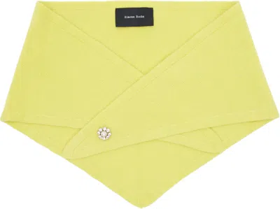 Simone Rocha Green Embellished Cashmere Neckerchief Scarf