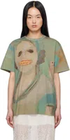 Simone Rocha Green 'lady With A Bird' T-shirt In Multi