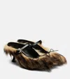 Simone Rocha Grip Faux Fur And Canvas Mules In Brown