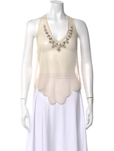 Pre-owned Simone Rocha Halterneck Sleeveless Top In Neutrals