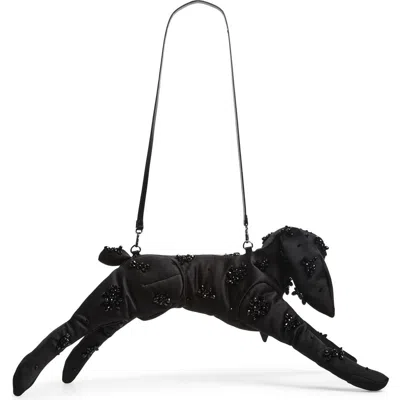 Simone Rocha Hare Embellished Turbo Satin Crossbody Bag In Black