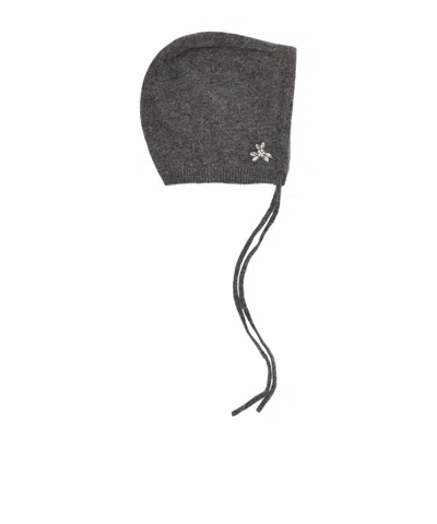 Simone Rocha Hat Decorated With Crystal Flowers In Green