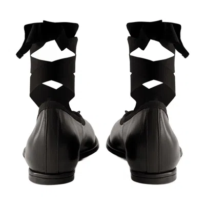 Simone Rocha Heart Toe Calfskin Ballerina In Black