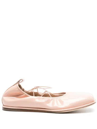 Simone Rocha Heart Toe Ballet Flats In Patent Leather In Beige