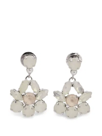 Simone Rocha Heartbloom Crystal-embellished Earrings In Silver
