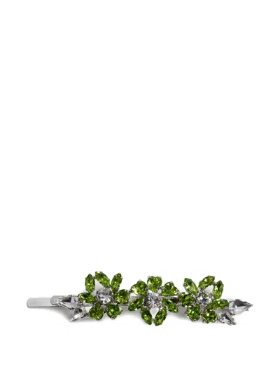 Simone Rocha Heartbloom Crystal-embellishment Hair Clip In Green