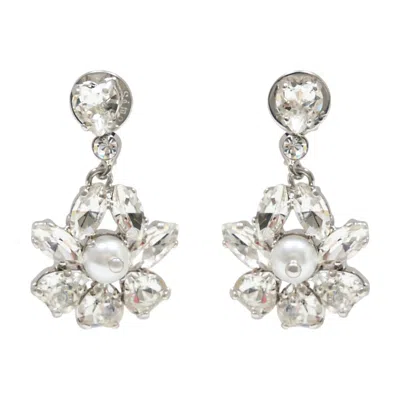 Simone Rocha Heartbloom Drop Earrings -  - Crystal - Ivory In Silver