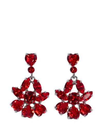 Simone Rocha Heartbloom Drop Earrings In Red
