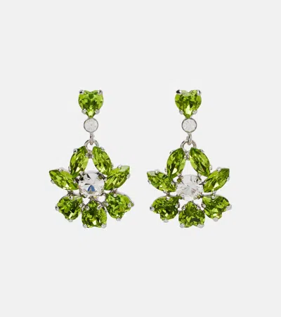 Simone Rocha Heartbloom Embellished Drop Earrings In Green