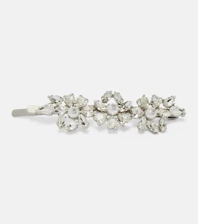 Simone Rocha Heartbloom Embellished Hair Clip In Metallic