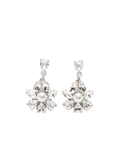 Simone Rocha Heart-shaped Flower Earrings In Brown