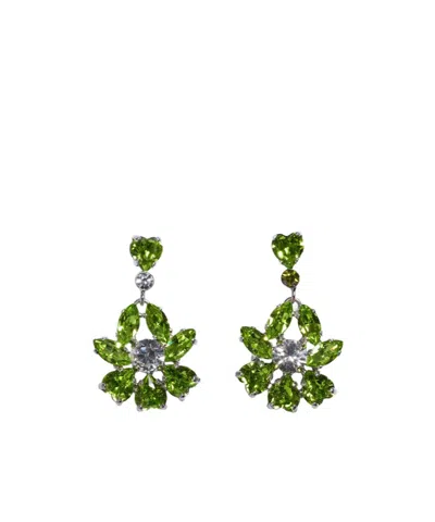 Simone Rocha Heart-shaped Flower Earrings In Green