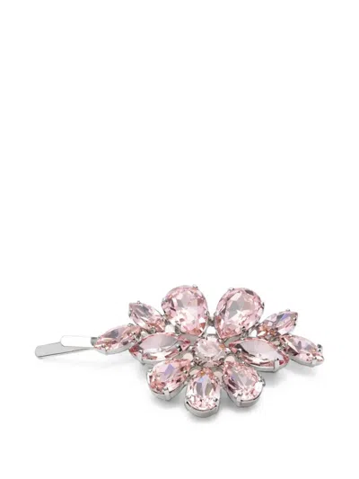 Simone Rocha Hellebore Crystal-embellished Hair Clip In Pink