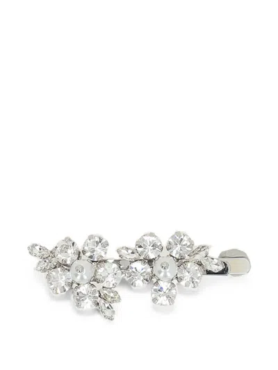 Simone Rocha Hellebore Flower Crystal-embellished Hair Clip In Silver
