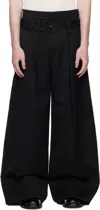 Simone Rocha Black Wide Leg Multi Belt Loop Trousers In Black