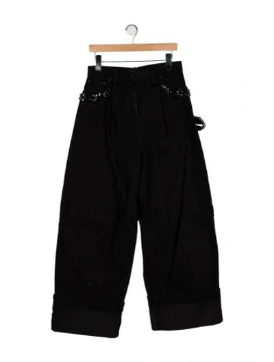 Pre-owned Simone Rocha High-rise Wide Leg Jeans In Black