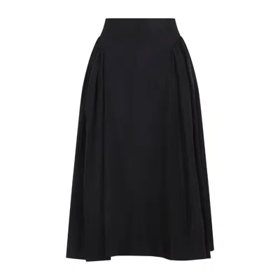 Simone Rocha Womens Black Hip Detail Flared Woven Midi Skirt