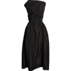 Simone Rocha Hip Detail Draped Bind Taffeta Dress In Black