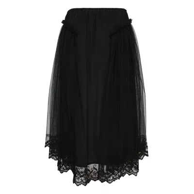 Simone Rocha Hip Detail Lace Trim Skirt In Black