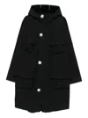 Simone Rocha Hooded Parka Coat In Black