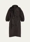 SIMONE ROCHA HOODED PARKA JACKET WITH PRESSED ROSE DETAIL