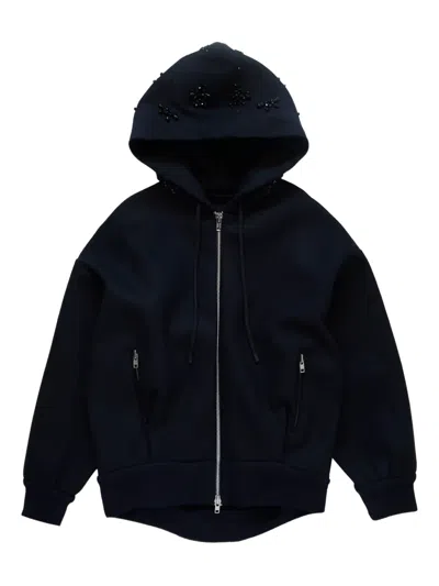Simone Rocha Hooded Zip-up Bomber Jacket In Black