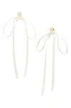Simone Rocha Imitation Pearl Ribbon Stud Earrings In Pearl/ivory