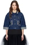 Simone Rocha Crystal-embellished Denim Jacket In Indigo/clear