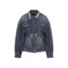 Simone Rocha Denim Jacket With Belt And Embellished Collar In Blue