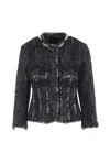 Simone Rocha Embellished Sculpted Frill Bust Fray Jacket In Black