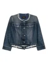 Simone Rocha Embellished Fitted Waist Denim Jacket In Blue
